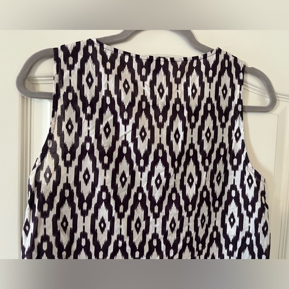 Loft Dark Purple & White Aztec Design, Cotton summer Blouse women’s SZ Small - Picture 3 of 14
